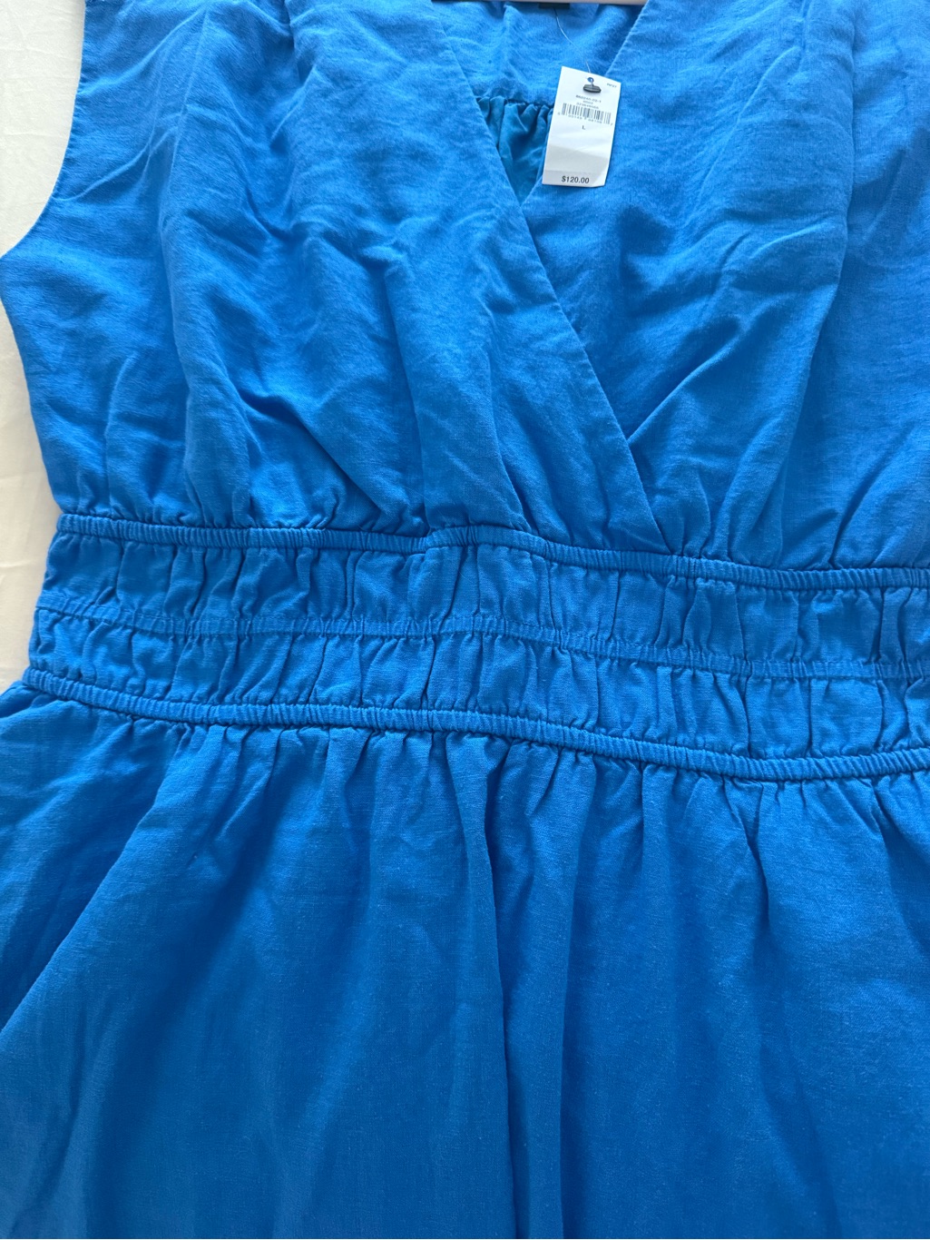 Banana Republic Factory Linen Blend Smocked Waist Blue Mini Dress — image 6 of 8